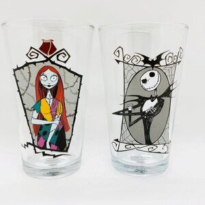 Disney The Nightmare Before Christmas Jack & Sally Set of 2 Glass Drinkwear Pint